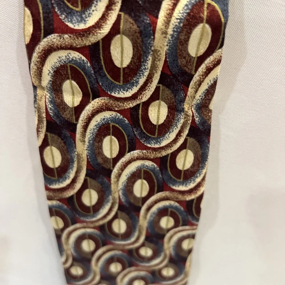 Geoffrey Beene‎ Multicolor Geometric Tie 100% Silk unique 36